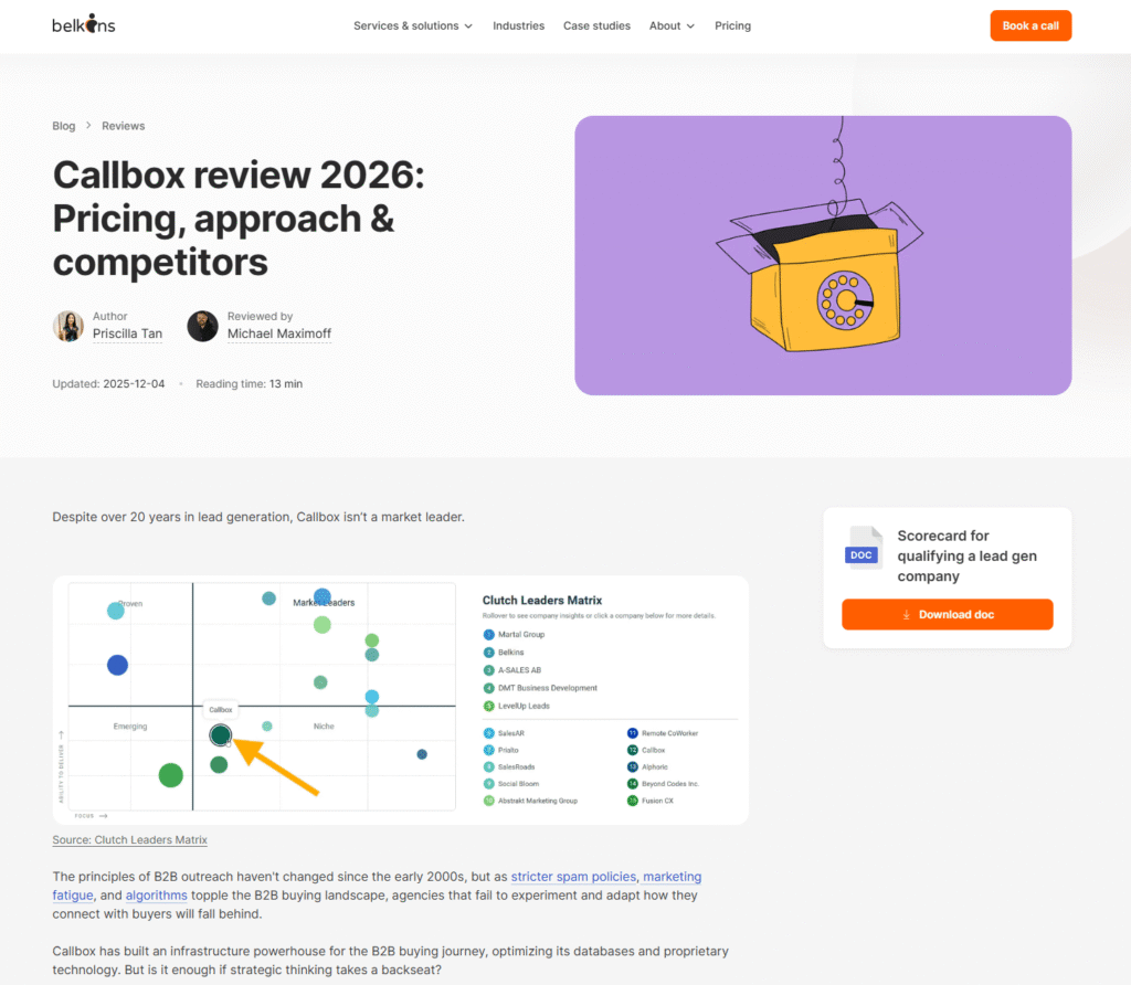 callbox review 2026 pricing approach and competitors